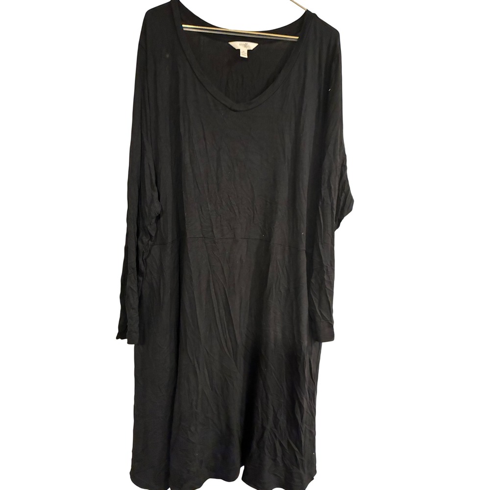Terra & Sky Black V-Neck Long Sleeve Pocket T-Shirt Dress 2X 20W-22W